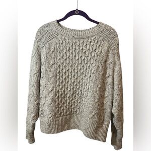 Vintage Women's Cable Knit Sweater - size L gray